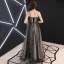 Elegante Schwarz Ballkleider 2019 A Linie Spaghettiträger Ärmellos Glanz Star Lange Rüschen Rückenfreies Festliche Kleider
