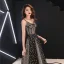 Elegante Schwarz Ballkleider 2019 A Linie Spaghettiträger Ärmellos Glanz Star Lange Rüschen Rückenfreies Festliche Kleider
