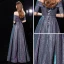 Bling Bling Multi-Färger Aftonklänningar 2019 Prinsessa Av Axeln 1/2 ärm Glittriga / Glitter Polyester Långa Ruffle Halterneck Formella Klänningar