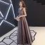 Sexy Black Pearl Pink See-through Evening Dresses  2019 A-Line / Princess V-Neck Sleeveless Appliques Flower Beading Floor-Length / Long Ruffle Backless Formal Dresses
