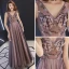 Sexy Black Pearl Pink See-through Evening Dresses  2019 A-Line / Princess V-Neck Sleeveless Appliques Flower Beading Floor-Length / Long Ruffle Backless Formal Dresses
