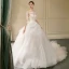 Edles Champagner Durchsichtige Brautkleider / Hochzeitskleider 2019 Ballkleid Eckiger Ausschnitt 1/2 Ärmel Applikationen Spitze Rückenfreies Kathedrale Schleppe Rüschen