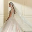 Elegant Champagne See-through Wedding Dresses 2019 A-Line / Princess Scoop Neck Detachable 3/4 Sleeve Appliques Lace Cathedral Train Ruffle