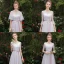 Affordable Grey See-through Bridesmaid Dresses 2019 A-Line / Princess Scoop Neck Sash Appliques Lace Floor-Length / Long Ruffle Backless Wedding Party Dresses