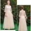 Affordable Champagne See-through Bridesmaid Dresses 2019 A-Line / Princess Sash Appliques Lace Floor-Length / Long Ruffle Backless Wedding Party Dresses
