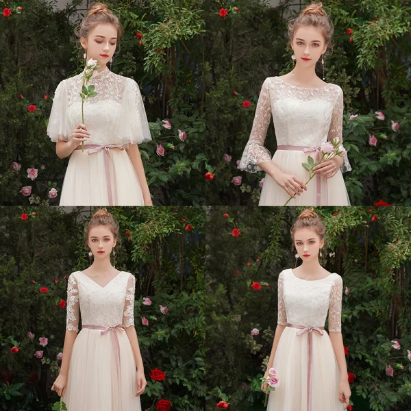 Remise Champagne Transparentes Robe Demoiselle D'honneur 2019 Princesse Ceinture Appliques En Dentelle Longue Volants Dos Nu Robe Pour Mariage