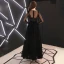 Affordable Black See-through Prom Dresses 2019 A-Line / Princess Scoop Neck Long Sleeve Glitter Sequins Ankle Length Ruffle Formal Dresses