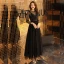 Affordable Black See-through Prom Dresses 2019 A-Line / Princess Scoop Neck Long Sleeve Glitter Sequins Ankle Length Ruffle Formal Dresses