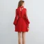 Modest / Simple Burgundy See-through Homecoming Graduation Dresses 2019 A-Line / Princess High Neck Puffy Long Sleeve Short Ruffle Backless Formal Dresses