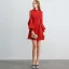 Modest / Simple Burgundy See-through Homecoming Graduation Dresses 2019 A-Line / Princess High Neck Puffy Long Sleeve Short Ruffle Backless Formal Dresses