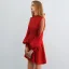 Modest / Simple Burgundy See-through Homecoming Graduation Dresses 2019 A-Line / Princess High Neck Puffy Long Sleeve Short Ruffle Backless Formal Dresses