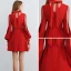 Modest / Simple Burgundy See-through Homecoming Graduation Dresses 2019 A-Line / Princess High Neck Puffy Long Sleeve Short Ruffle Backless Formal Dresses