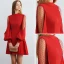 Modest / Simple Burgundy See-through Homecoming Graduation Dresses 2019 A-Line / Princess High Neck Puffy Long Sleeve Short Ruffle Backless Formal Dresses