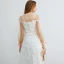 Chic / Belle Ivoire de retour Robe De Graduation 2019 Princesse De l'épaule Bretelles Spaghetti Gonflée Manches Longues Appliques En Dentelle Thé Longueur Dos Nu Robe De Ceremonie