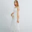 Chic / Belle Ivoire de retour Robe De Graduation 2019 Princesse De l'épaule Bretelles Spaghetti Gonflée Manches Longues Appliques En Dentelle Thé Longueur Dos Nu Robe De Ceremonie
