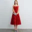 Chic / Belle Ivoire de retour Robe De Graduation 2019 Princesse De l'épaule Bretelles Spaghetti Gonflée Manches Longues Appliques En Dentelle Thé Longueur Dos Nu Robe De Ceremonie
