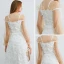 Chic / Belle Ivoire de retour Robe De Graduation 2019 Princesse De l'épaule Bretelles Spaghetti Gonflée Manches Longues Appliques En Dentelle Thé Longueur Dos Nu Robe De Ceremonie