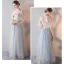 Elegant Champagne Bridesmaid Dresses 2019 A-Line / Princess Sash Appliques Lace Floor-Length / Long Ruffle Backless Wedding Party Dresses