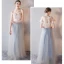 Elegant Champagne Bridesmaid Dresses 2019 A-Line / Princess Sash Appliques Lace Floor-Length / Long Ruffle Backless Wedding Party Dresses