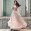 Abordable Chocolat Robe De Soirée 2019 Princesse De l'épaule Manches Courtes Appliques En Dentelle Noeud Ceinture Longue Volants Dos Nu Robe De Ceremonie