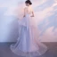 Chic / Belle Bleu Ciel Robe De Soirée 2018 Princesse Encolure Dégagée Sans Manches Appliques En Dentelle Paillettes Perlage Train De Balayage Volants en Cascade Dos Nu Robe De Ceremonie