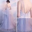 Chic / Belle Bleu Ciel Robe De Soirée 2018 Princesse Encolure Dégagée Sans Manches Appliques En Dentelle Paillettes Perlage Train De Balayage Volants en Cascade Dos Nu Robe De Ceremonie