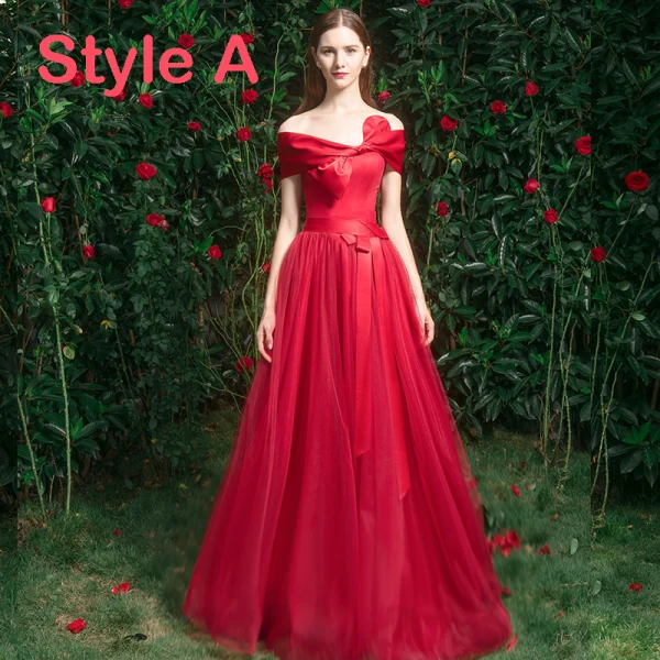 Elegante Rot Brautjungfernkleider 2019 A Linie Applikationen Spitze Perlenstickerei Lange Rüschen Kleider Für Hochzeit