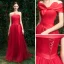 Elegante Rot Brautjungfernkleider 2019 A Linie Applikationen Spitze Perlenstickerei Lange Rüschen Kleider Für Hochzeit