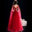 Chic / Beautiful Burgundy See-through Evening Dresses  2019 A-Line / Princess Scoop Neck Long Sleeve Gold Appliques Lace Floor-Length / Long Ruffle Backless Formal Dresses