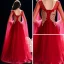 Chic / Beautiful Burgundy See-through Evening Dresses  2019 A-Line / Princess Scoop Neck Long Sleeve Gold Appliques Lace Floor-Length / Long Ruffle Backless Formal Dresses