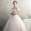 Chic Champagne Transparentes Robe De Mariée 2019 Princesse Encolure Dégagée Gonflée Manches Courtes Dos Nu Appliques En Dentelle Perlage Tachetée Tulle Longue Volants