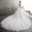 Luxury / Gorgeous Champagne See-through Wedding Dresses 2019 A-Line / Princess High Neck Long Sleeve Backless Appliques Lace Beading Glitter Tulle Cathedral Train Ruffle