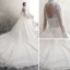 Luxury / Gorgeous Champagne See-through Wedding Dresses 2019 A-Line / Princess High Neck Long Sleeve Backless Appliques Lace Beading Glitter Tulle Cathedral Train Ruffle