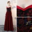 Sexy Bordeaux Robe De Soirée 2018 Empire Bretelles Spaghetti Sans Manches Perle Faux Diamant Brodé Longue Volants Dos Nu Robe De Ceremonie