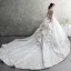 Luxus / Herrlich Ivory / Creme Durchsichtige Brautkleider / Hochzeitskleider 2019 Ballkleid Stehkragen Kurze Ärmel Rückenfreies Applikationen Spitze Strass Perlenstickerei Glanz Tülle Kathedrale Schleppe Rüschen