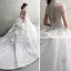 Luxus / Herrlich Ivory / Creme Durchsichtige Brautkleider / Hochzeitskleider 2019 Ballkleid Stehkragen Kurze Ärmel Rückenfreies Applikationen Spitze Strass Perlenstickerei Glanz Tülle Kathedrale Schleppe Rüschen