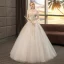 Affordable Ivory Wedding Dresses 2019 A-Line / Princess Off-The-Shoulder Short Sleeve Backless Appliques Lace Beading Floor-Length / Long Ruffle