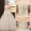 Affordable Ivory Wedding Dresses 2019 A-Line / Princess Off-The-Shoulder Short Sleeve Backless Appliques Lace Beading Floor-Length / Long Ruffle