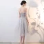 Elegant Grey Homecoming Graduation Dresses 2019 A-Line / Princess Strapless Sleeveless Glitter Tulle Knee-Length Ruffle Backless Formal Dresses