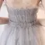 Elegant Grey Homecoming Graduation Dresses 2019 A-Line / Princess Strapless Sleeveless Glitter Tulle Knee-Length Ruffle Backless Formal Dresses