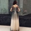 Illusion Bleu Marine Dégradé De Couleur Champagne Transparentes Robe De Bal 2019 Princesse V-Cou Manches Courtes Ceinture Perlage Glitter Tulle Longue Dos Nu Robe De Ceremonie