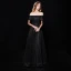 Sternenklarer Himmel Schwarz Abendkleider 2019 A Linie Off Shoulder Kurze Ärmel Quaste Glanz Polyester Lange Rüschen Rückenfreies Festliche Kleider
