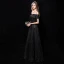 Sternenklarer Himmel Schwarz Abendkleider 2019 A Linie Off Shoulder Kurze Ärmel Quaste Glanz Polyester Lange Rüschen Rückenfreies Festliche Kleider