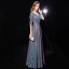 Bling Bling Multi-Colors See-through Evening Dresses  2019 A-Line / Princess Scoop Neck 1/2 Sleeves Glitter Polyester Floor-Length / Long Ruffle Backless Formal Dresses