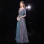 Bling Bling Multi-Colors See-through Evening Dresses  2019 A-Line / Princess Scoop Neck 1/2 Sleeves Glitter Polyester Floor-Length / Long Ruffle Backless Formal Dresses