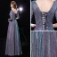 Bling Bling Multi-Colors See-through Evening Dresses  2019 A-Line / Princess Scoop Neck 1/2 Sleeves Glitter Polyester Floor-Length / Long Ruffle Backless Formal Dresses