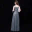 Modern / Fashion Dark Green Evening Dresses  2019 A-Line / Princess Off-The-Shoulder Spaghetti Straps Puffy 3/4 Sleeve Glitter Polyester Metal Sash Floor-Length / Long Ruffle Formal Dresses