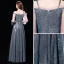 Modern / Fashion Dark Green Evening Dresses  2019 A-Line / Princess Off-The-Shoulder Spaghetti Straps Puffy 3/4 Sleeve Glitter Polyester Metal Sash Floor-Length / Long Ruffle Formal Dresses