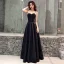 Elegant Svart Satin Selskapskjoler 2019 Prinsesse Kjæreste Uten Ermer Beading Sløyfe Sash Feie Tog Buste Ryggløse Formelle Kjoler
