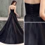 Elegant Svart Satin Selskapskjoler 2019 Prinsesse Kjæreste Uten Ermer Beading Sløyfe Sash Feie Tog Buste Ryggløse Formelle Kjoler